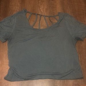 Grayish-Blue T-shirt with Strappy Back Details